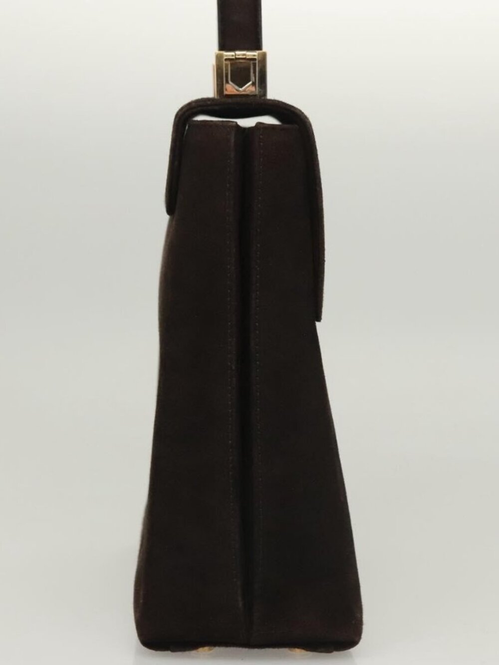 Salvatore Ferragamo Gancini Hand Bag Suede 2way Black Gold Auth BA2414 - Picture 5 of 16